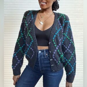 Vintage Liz Claiborne Collection Knitted by Hand Cardigan Sweater